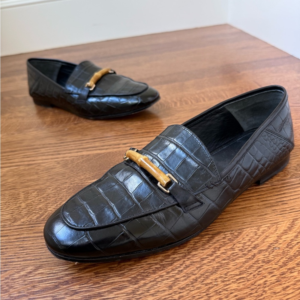 J MCLAUGHLIN Dillon 3 Croc Embossed Leather Loafers Classic Preppy Old Money 11